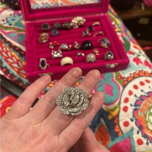 Vintage Elegant Silver Floral Ring